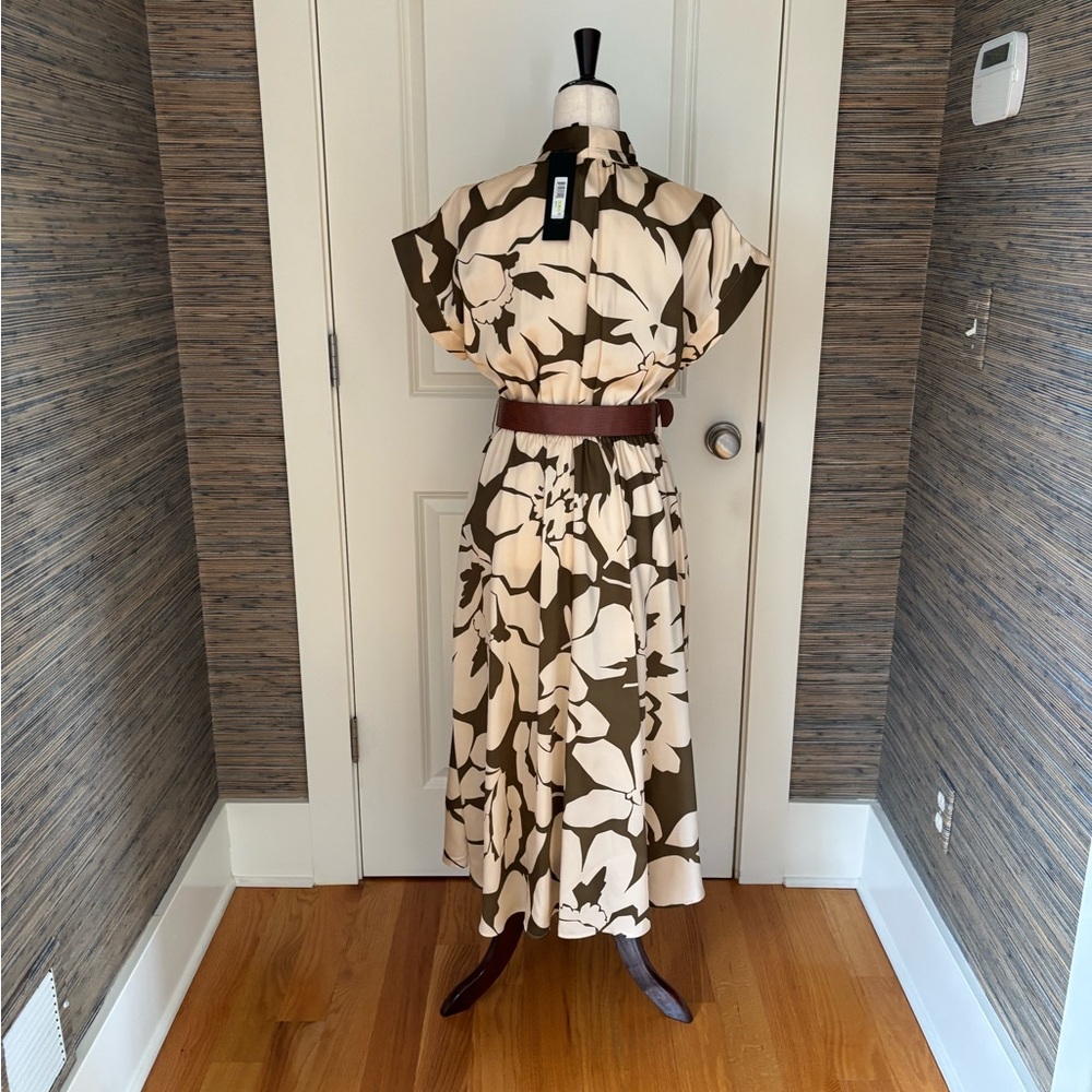 Donna Karan Olive and Cream Floral Dress - Picture 4 of 8